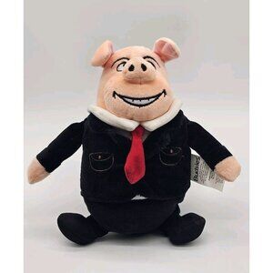 Budsies Custom Plush Pig in Black Suit Business Piggy Plushie Soft Toy 10"